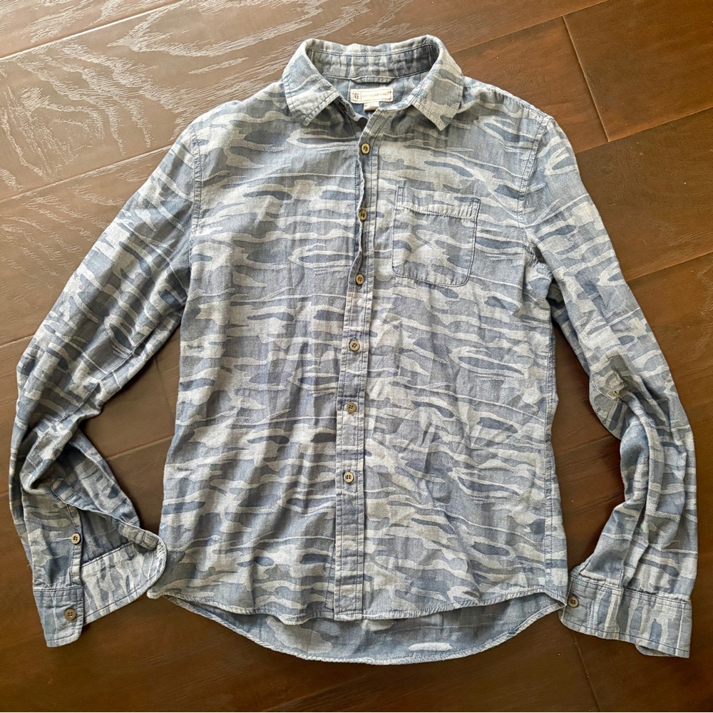 Light Blue Camouflage Button Down Shirt